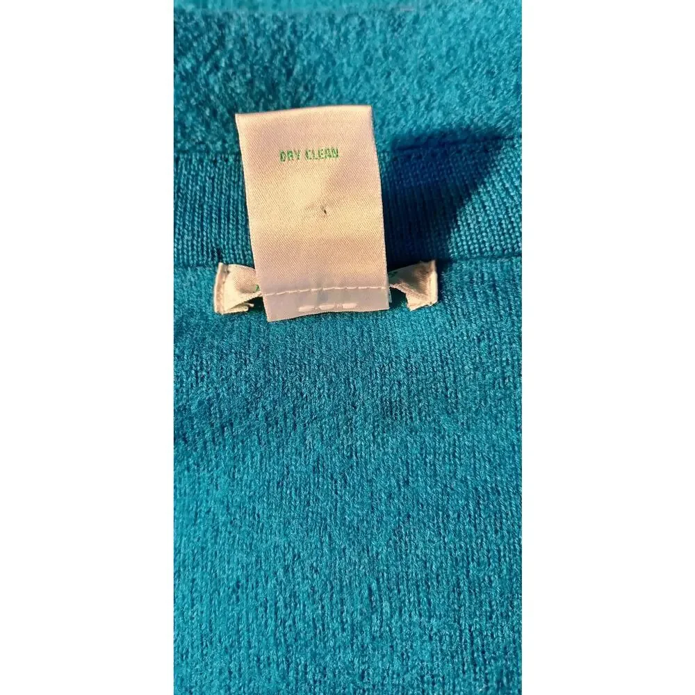 Vintage Laura Ashley Wool Jacket Teal Black Trim Full Zip Women's Large Heritage - Picture 6 of 6